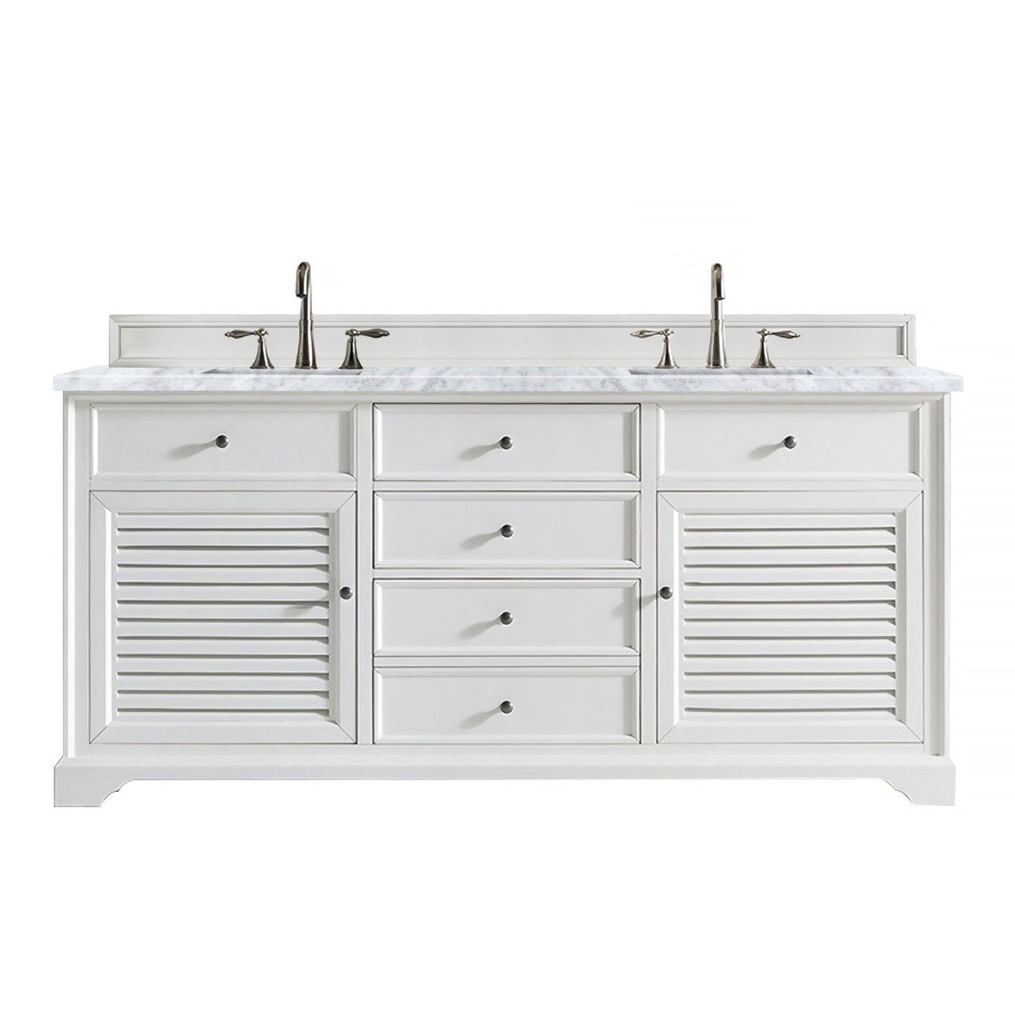 James Martin Vanities Savannah 72" Bright White Double Vanity - 238-104-V72-BW-3AF