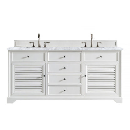 James Martin Vanities Savannah 72" Bright White Double Vanity - 238-104-V72-BW-3AF