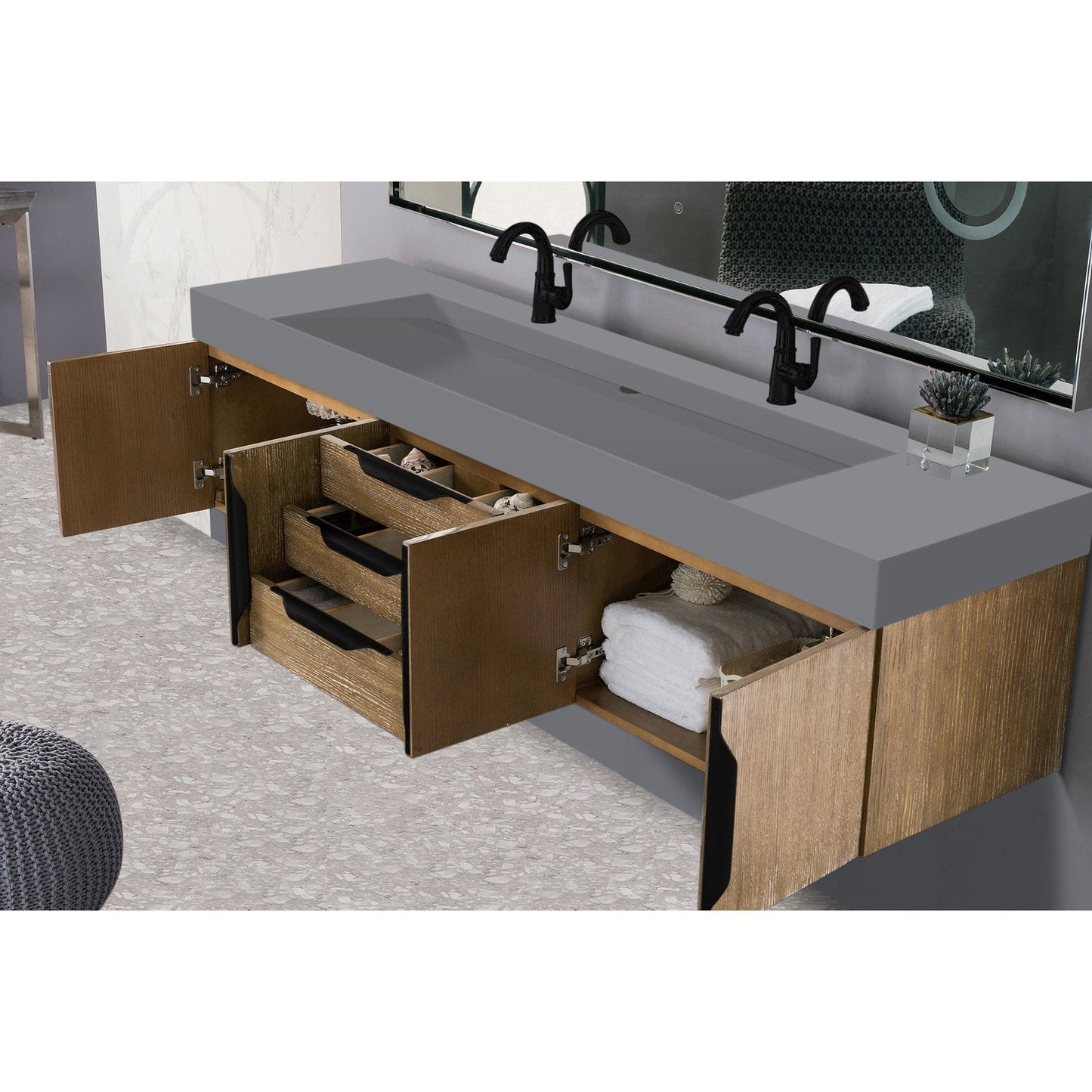James Martin Vanities Mercer Island 72" Double Vanity - 389-V72D-AGR-G-DGG