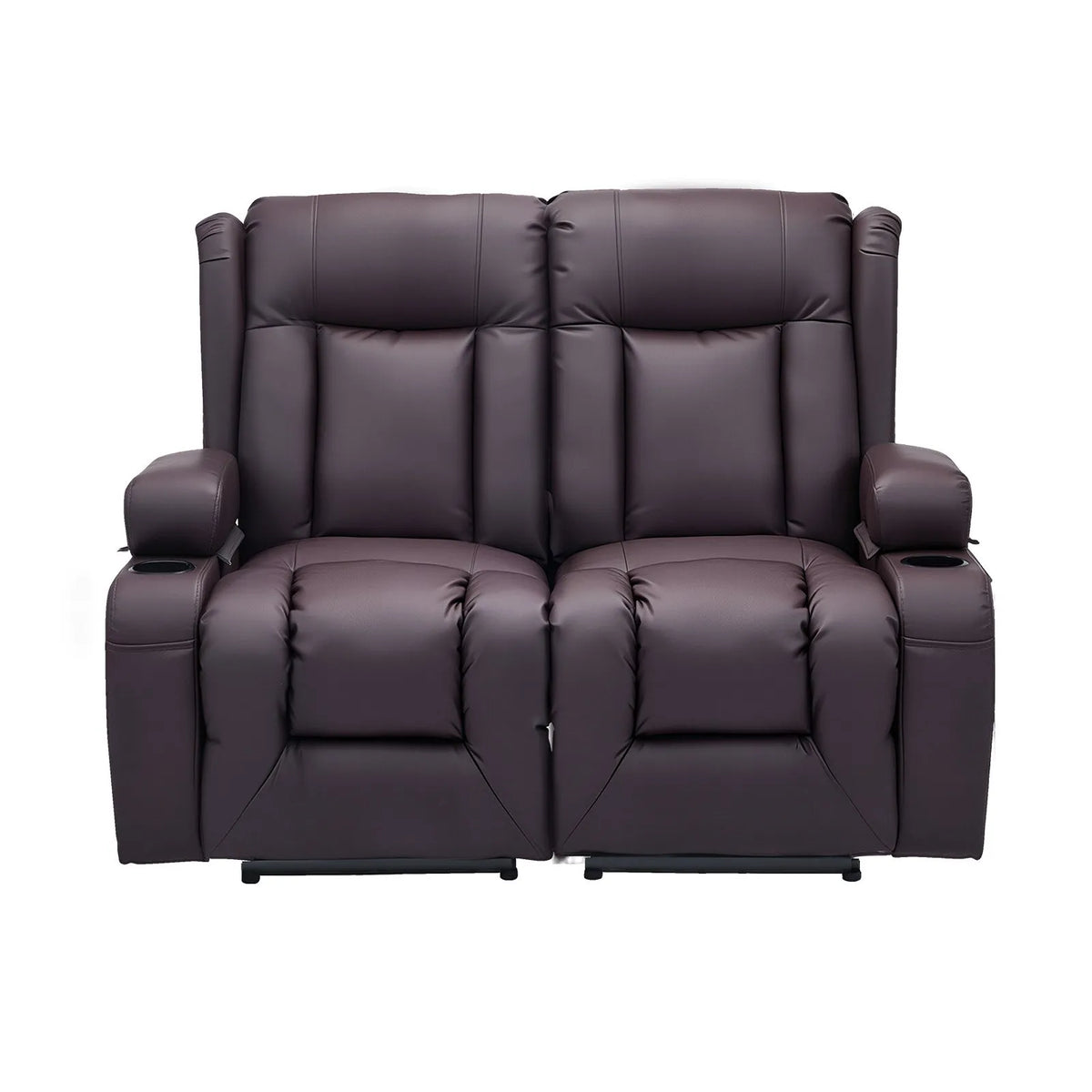VEVOR Loveseat Power Double Recliner Sofa, with Heating & Massage and Timer - Brown
