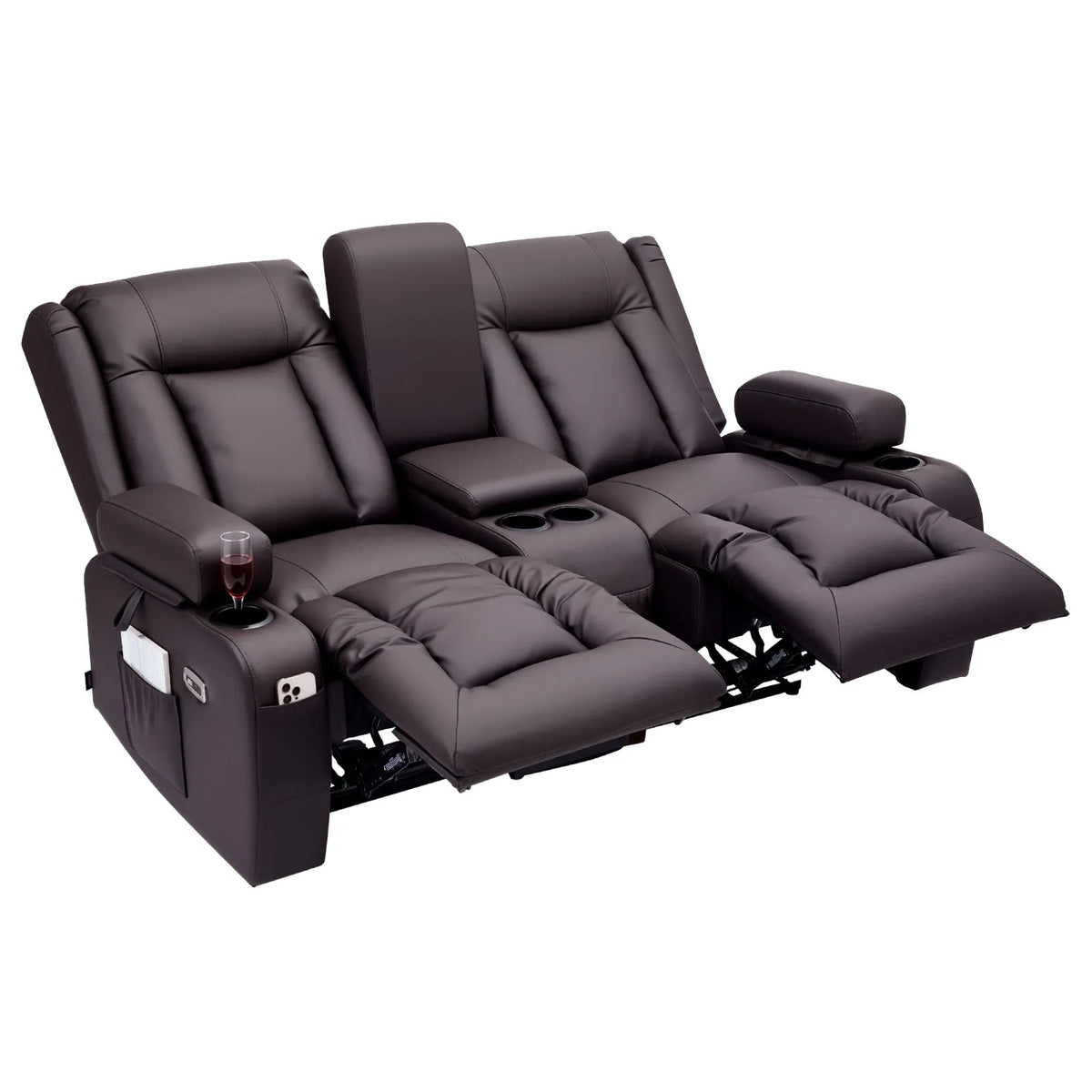 VEVOR Loveseat Double Recliner Sofa, Power Reclining Massage Sofa with Heat
