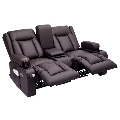 VEVOR Loveseat Double Recliner Sofa, Power Reclining Massage Sofa with Heat