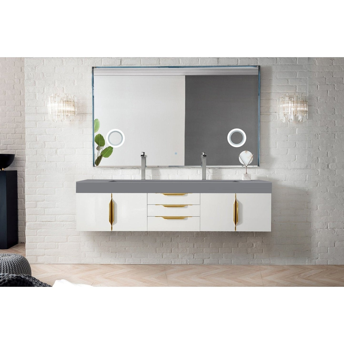 James Martin Vanities Mercer Island 72" Double Vanity - 389-V72D-AGR-G-DGG
