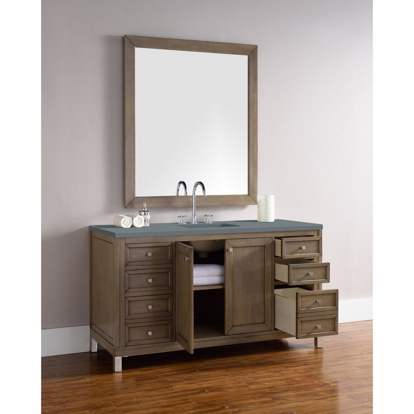 James Martin Vanities Chicago 60" Single Vanity - 305-V60S-WWW-3AF