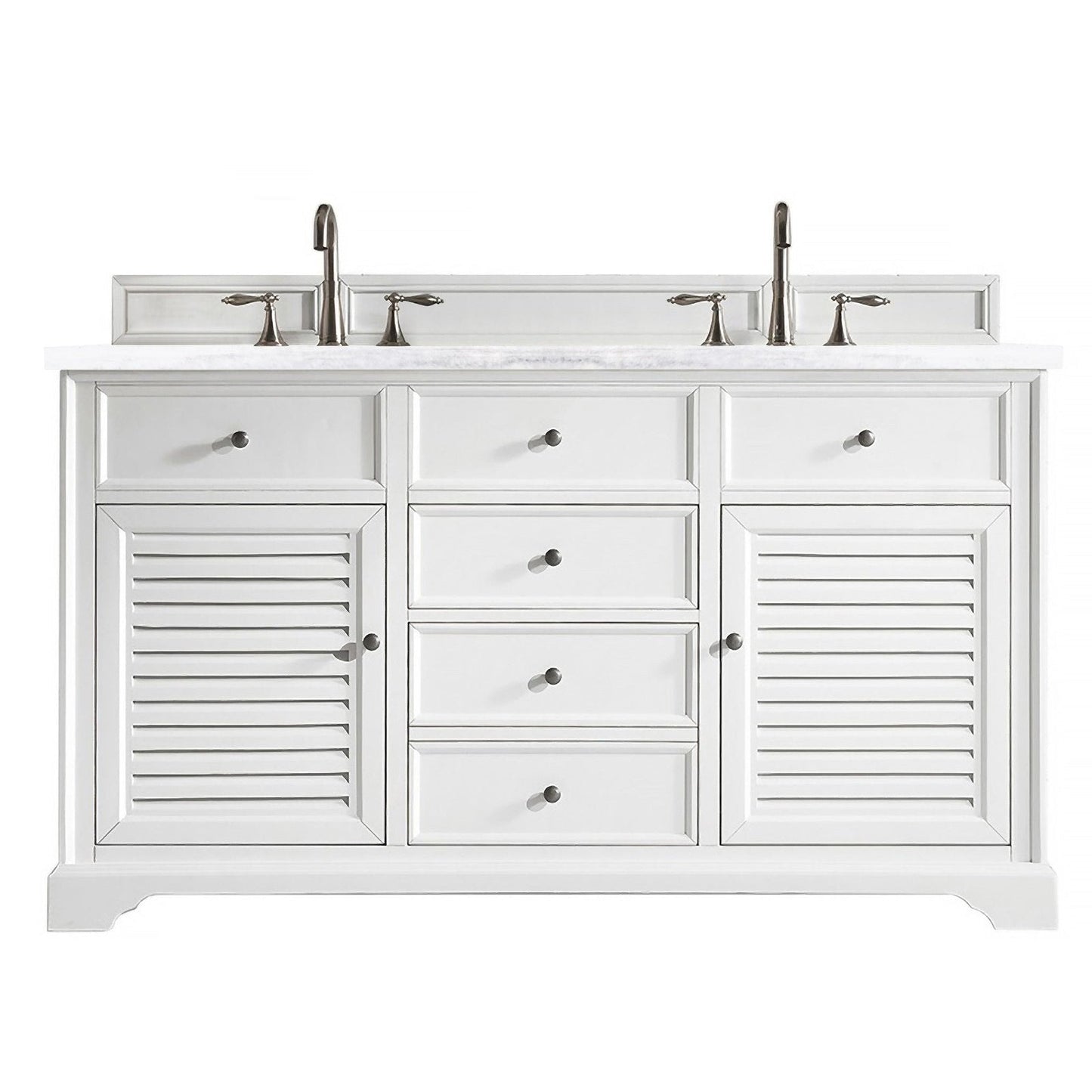 James Martin Vanities Savannah 60" Bright White Double Vanity - 238-104-V60D-BW-3AF