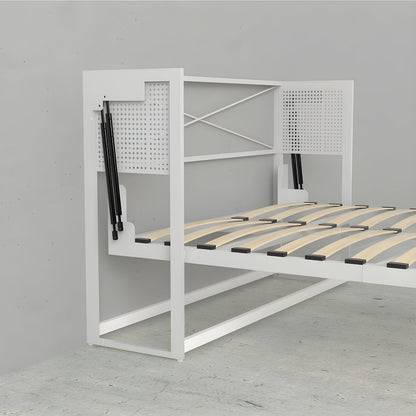 Murphy Bed With Desk & 2 Storage Cabinets, Queen Size, White by Leto Muro