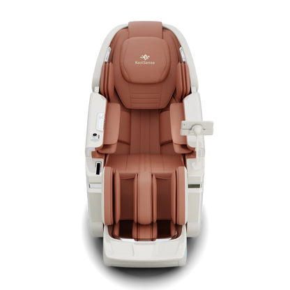 KoziSense KZL66 - Dual 3D + 4D Luxury Mechanism Massage Chair - White/Orange