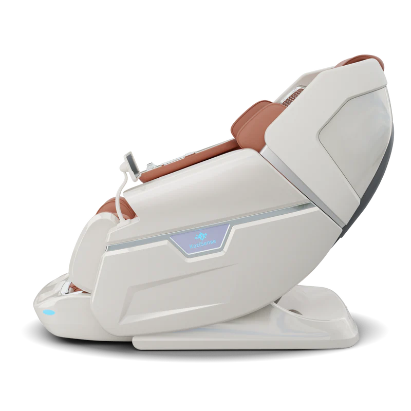 KoziSense KZL66 - Dual 3D + 4D Luxury Mechanism Massage Chair - White/Orange