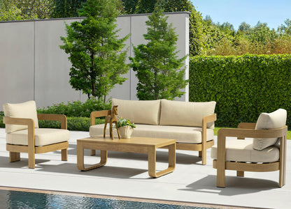 Whiteline Modern Living Sally 4 Piece Outdoor Lounge Set in Beige Color - COL2005-BEI