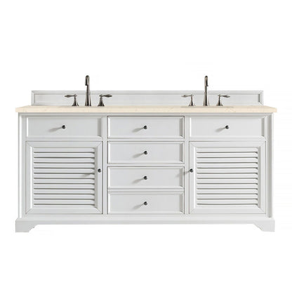 James Martin Vanities Savannah 72" Bright White Double Vanity - 238-104-V72-BW-3AF