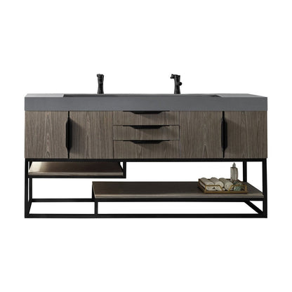 James Martin Vanities Columbia 72" Double Vanity - 388-V72D-AGR-MB-DGG