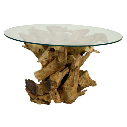 New Pacific Direct Rego Reclaimed Teak Root Coffee Table w/ Glass Top -  9600004