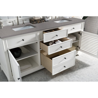 James Martin Vanities Savannah 72" Bright White Double Vanity - 238-104-V72-BW-3AF