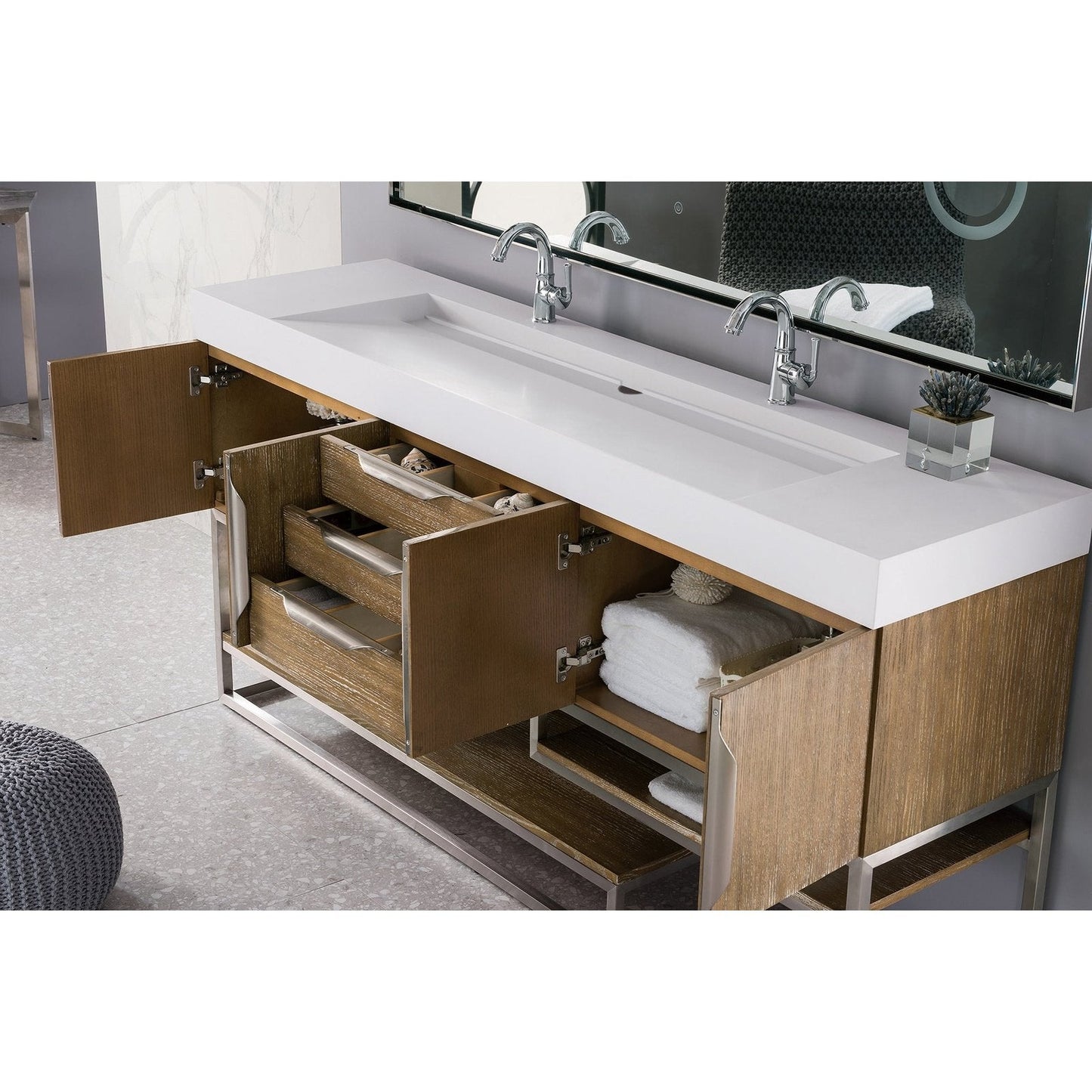 James Martin Vanities Columbia 72" Double Vanity - 388-V72D-AGR-MB-DGG