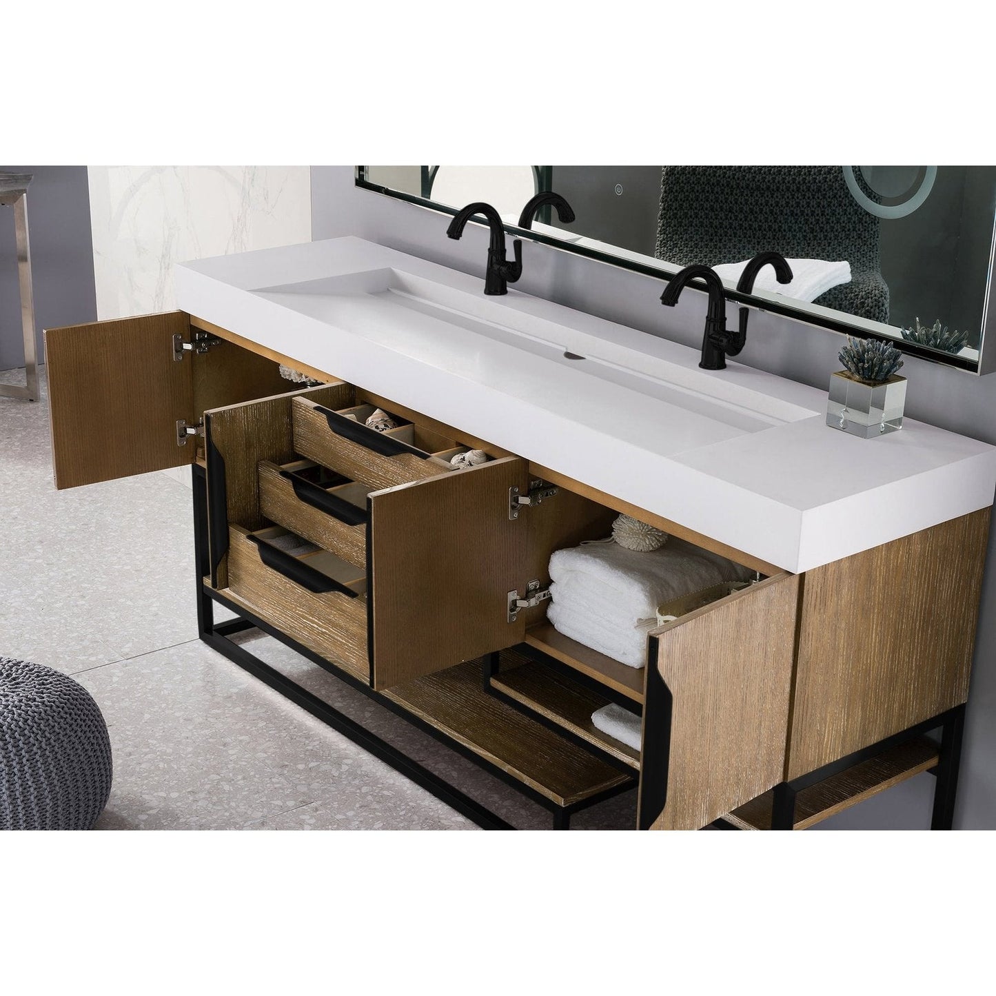 James Martin Vanities Columbia 72" Double Vanity - 388-V72D-AGR-MB-DGG