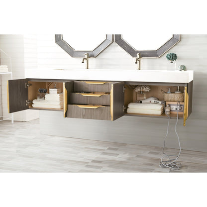 James Martin Vanities Mercer Island 72" Double Vanity - 389-V72D-AGR-G-DGG