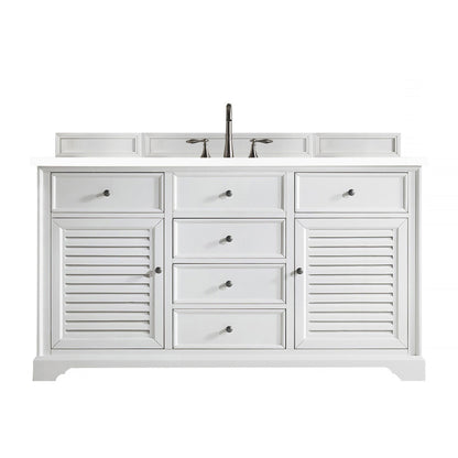 James Martin Vanities Savannah 60" Bright White Single Vanity - 238-104-V60S-BW-3AF