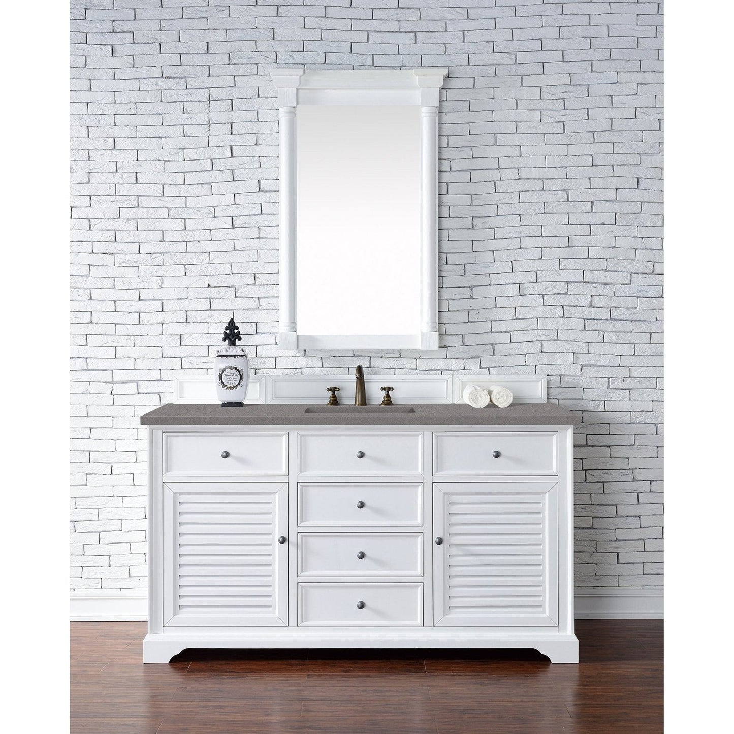 James Martin Vanities Savannah 60" Bright White Single Vanity - 238-104-V60S-BW-3AF