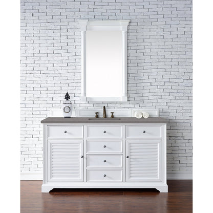 James Martin Vanities Savannah 60" Bright White Single Vanity - 238-104-V60S-BW-3AF
