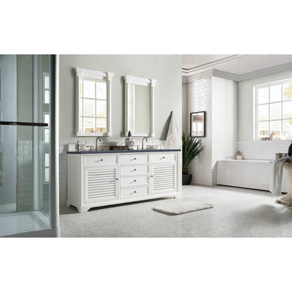 James Martin Vanities Savannah 72" Bright White Double Vanity - 238-104-V72-BW-3AF