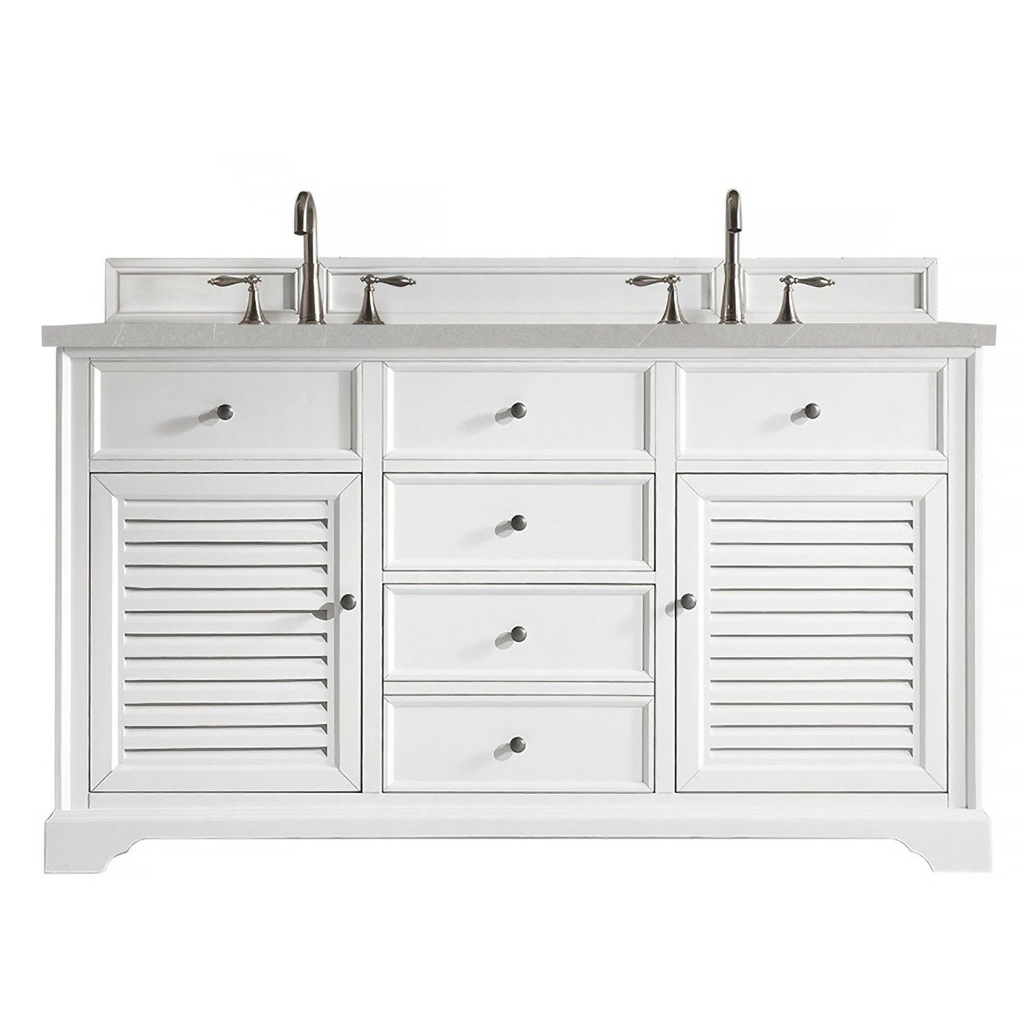 James Martin Vanities Savannah 60" Bright White Double Vanity - 238-104-V60D-BW-3AF