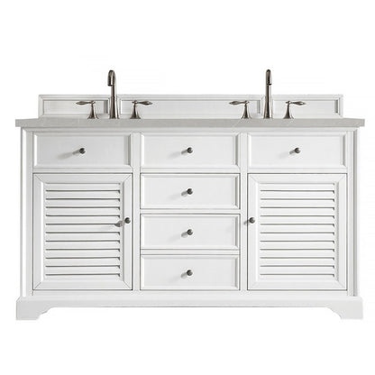 James Martin Vanities Savannah 60" Bright White Double Vanity - 238-104-V60D-BW-3AF