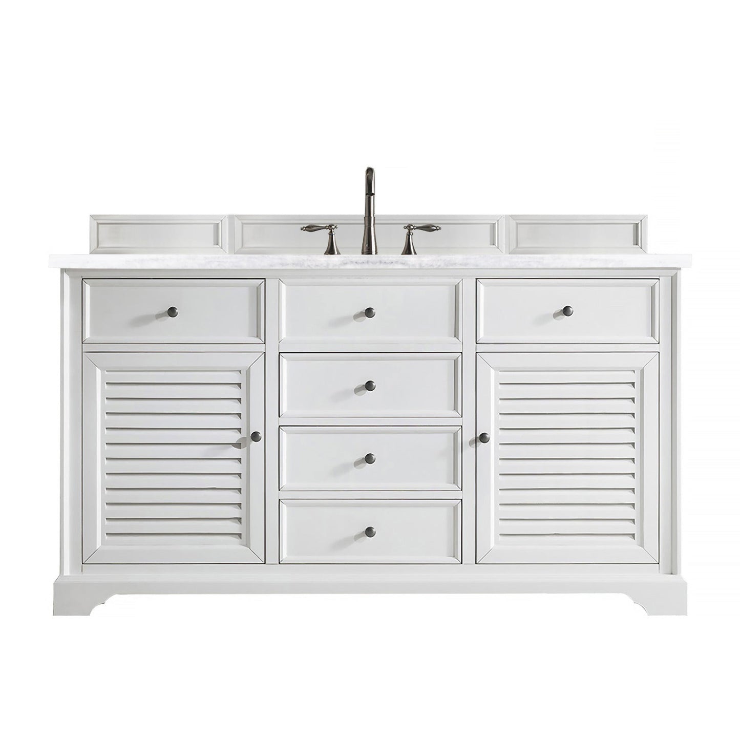 James Martin Vanities Savannah 60" Bright White Single Vanity - 238-104-V60S-BW-3AF