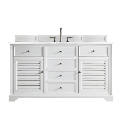 James Martin Vanities Savannah 60" Bright White Single Vanity - 238-104-V60S-BW-3AF