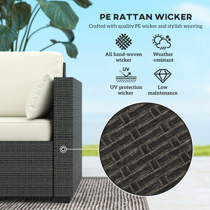 Outsunny 3-Seater PE Wicker Deep Seating Outdoor Sofa with Removable Cushions Cream White - 860-308V00CW